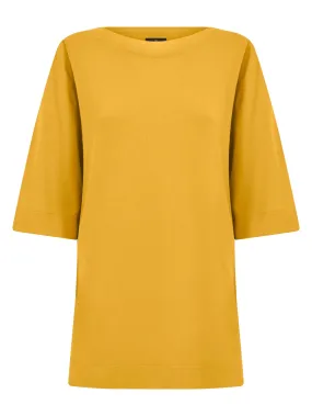 Maglia con manica 3/4 in jersey di viscosa crêpe - Golden Spice