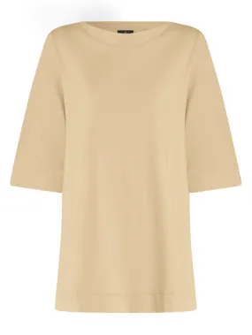 Maglia con manica 3/4 in jersey di viscosa crêpe - Irish Cream