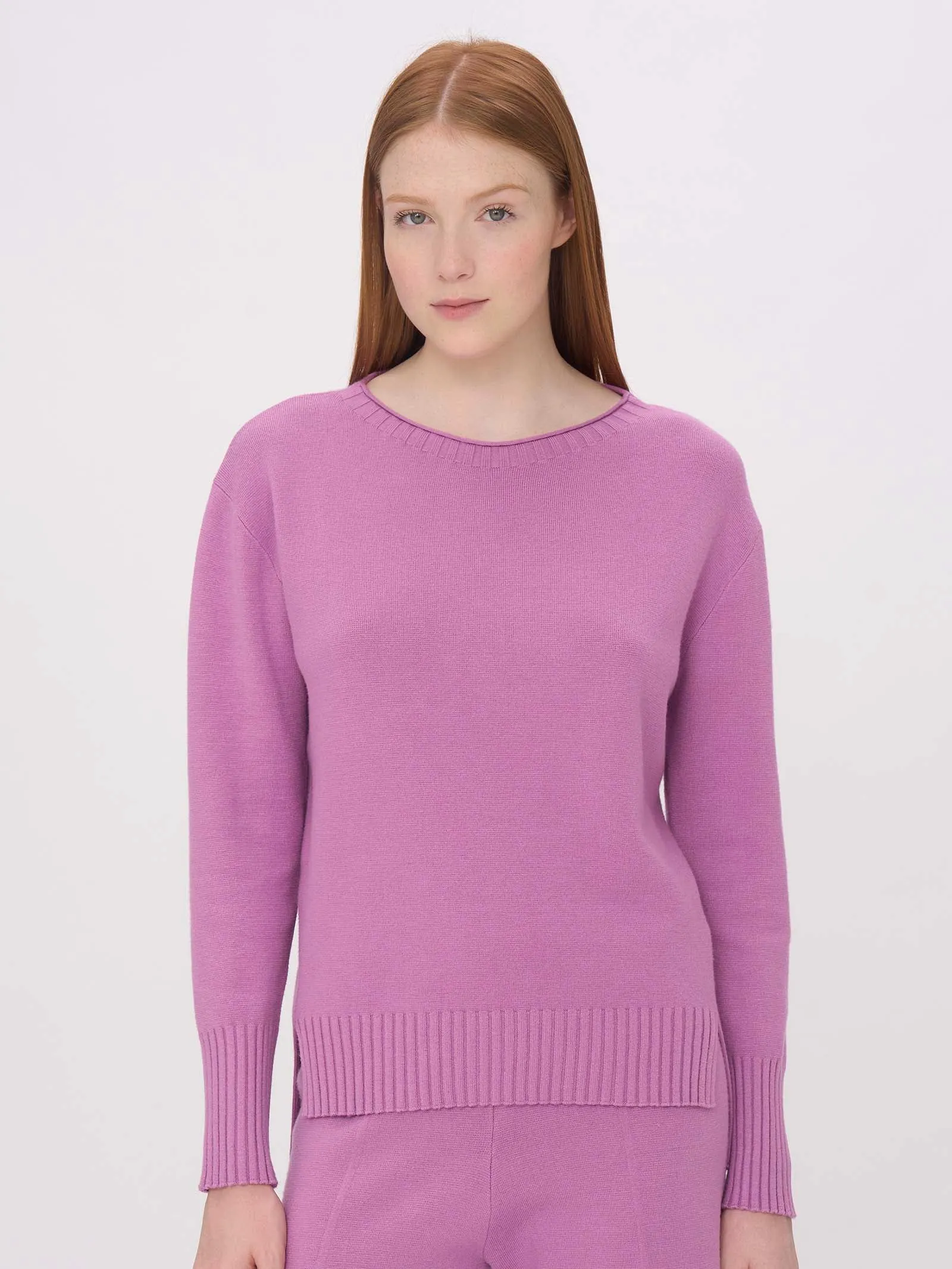 Maglia girocollo in filato Super Soft - Mulberry