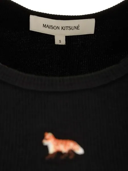 MAISON KITSUNE  |Crew Neck Rib U-Neck Plain Other Animal Patterns Cotton Logo