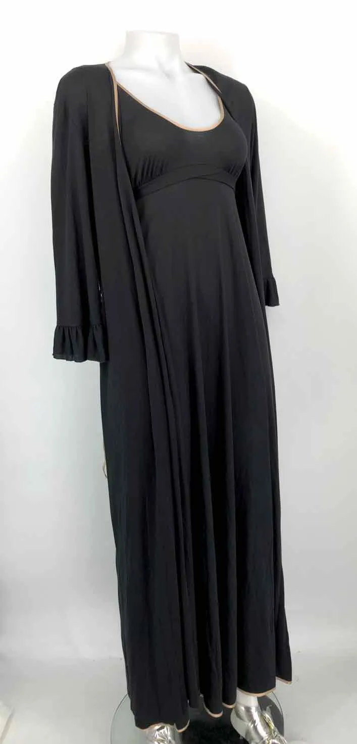 MARY JO BRUNO Black Beige Maxi Size SMALL (S) 2 Pc Nightie