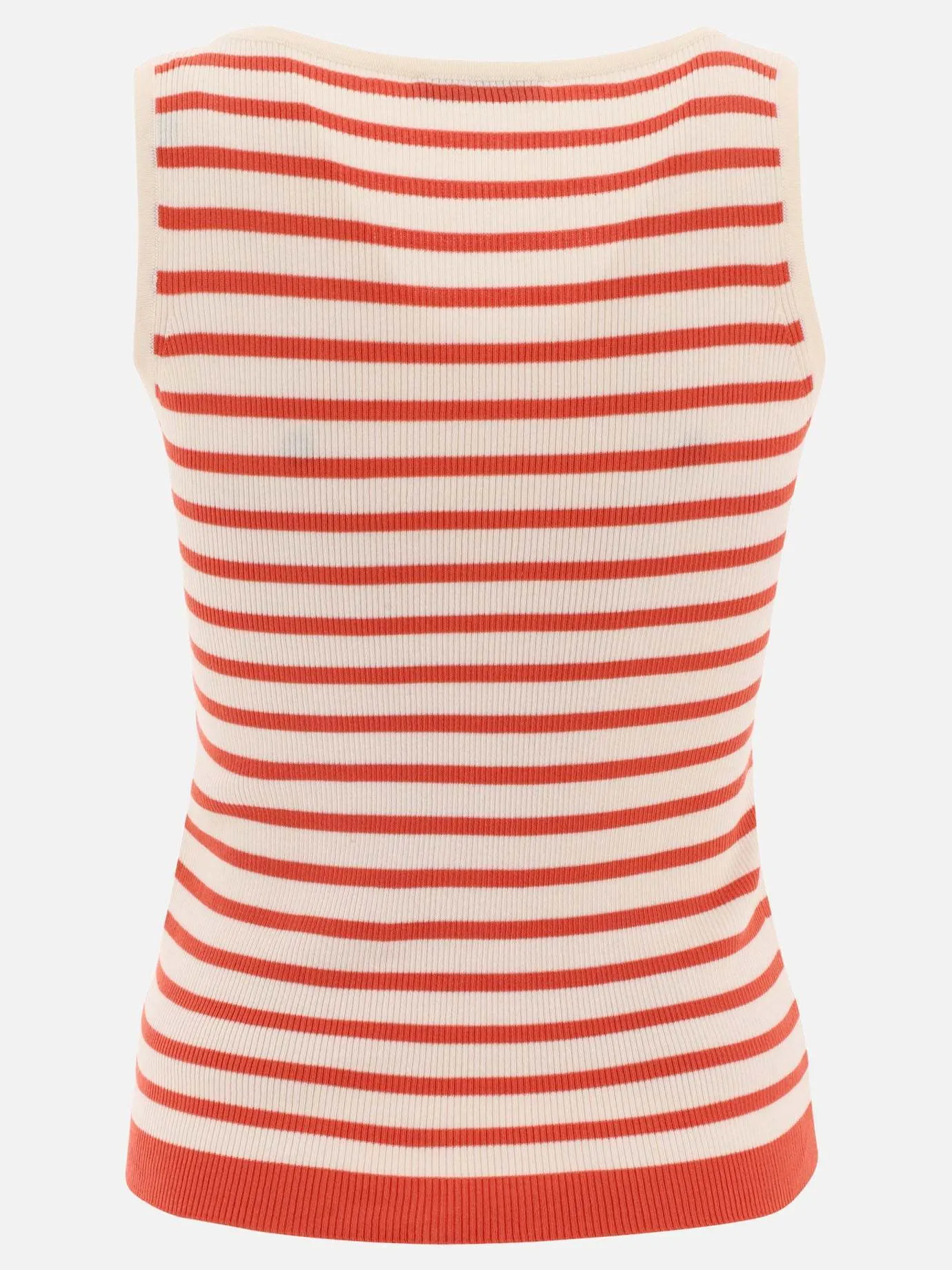 MaxMara  |Crew Neck Stripes Rib Street Style Cotton Medium Logo