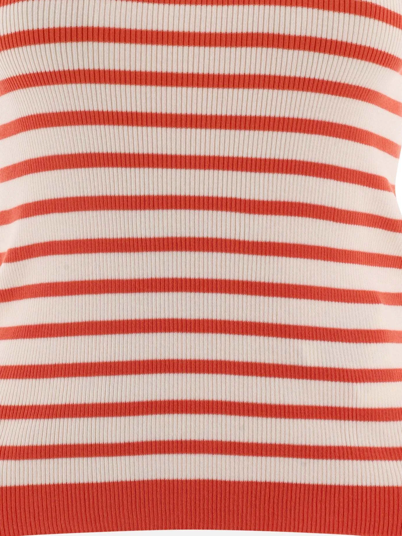 MaxMara  |Crew Neck Stripes Rib Street Style Cotton Medium Logo