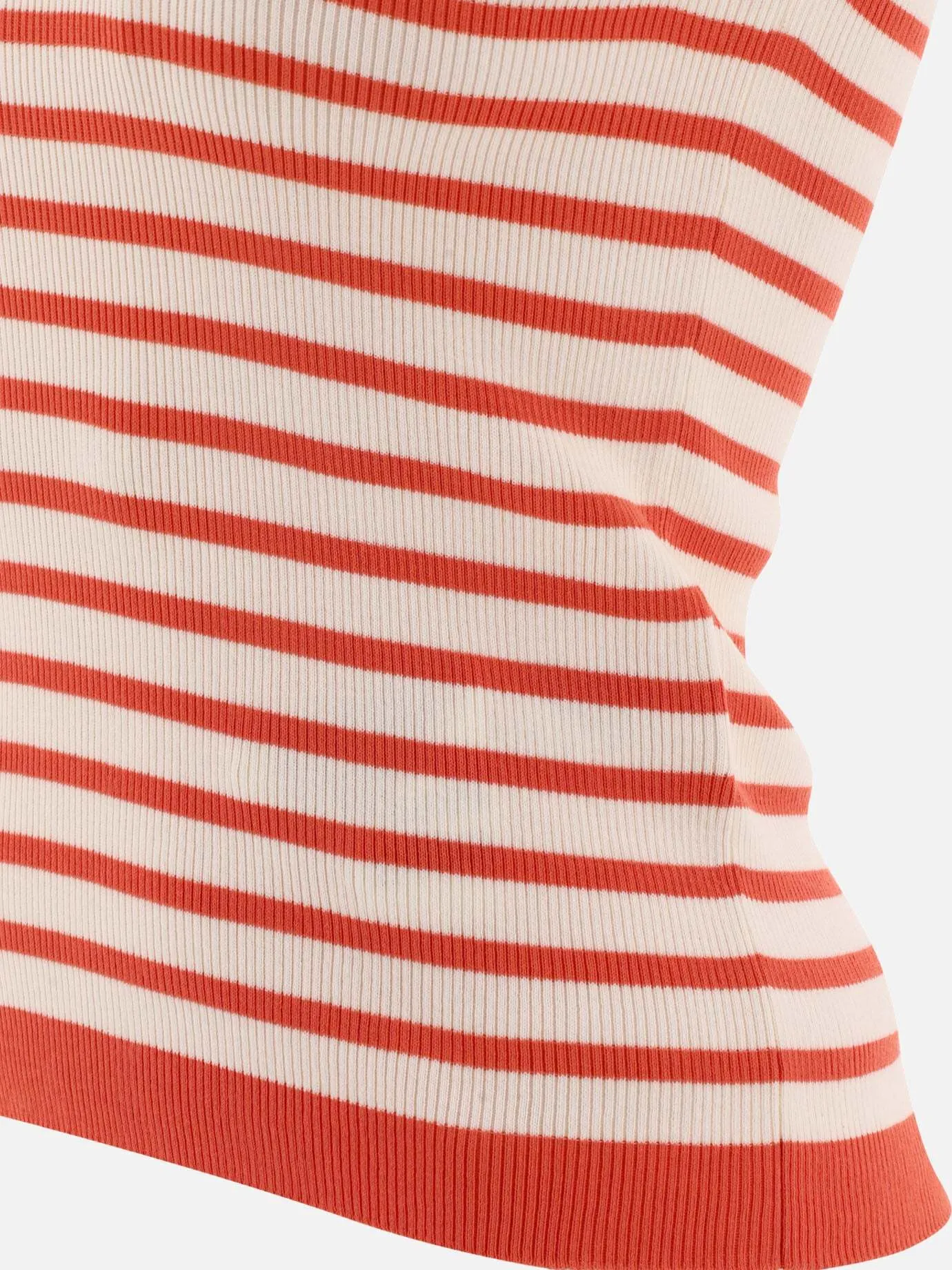 MaxMara  |Crew Neck Stripes Rib Street Style Cotton Medium Logo