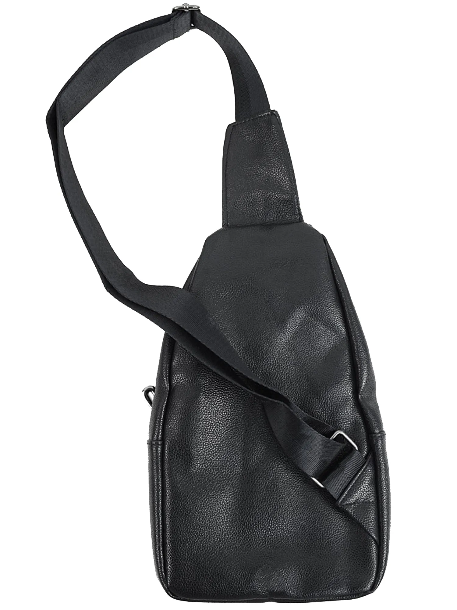 Mens Black Cross Body Faux Leather Sling Bag Backpack