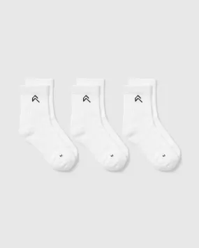 Mid Crew Socks 3 Pack | White