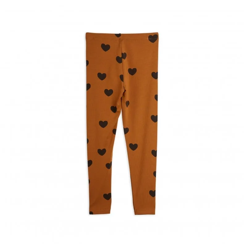 Mini Rodini Basic Hearts Leggings (Brown)