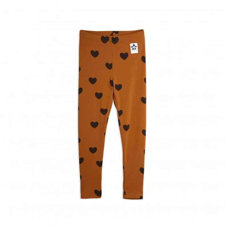 Mini Rodini Basic Hearts Leggings (Brown)