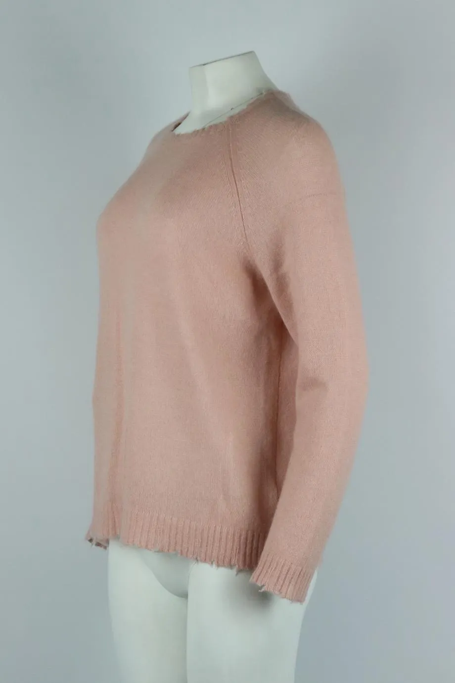 MINNIE ROSE DISTRESSED CASHMERE SWEATER LARGE