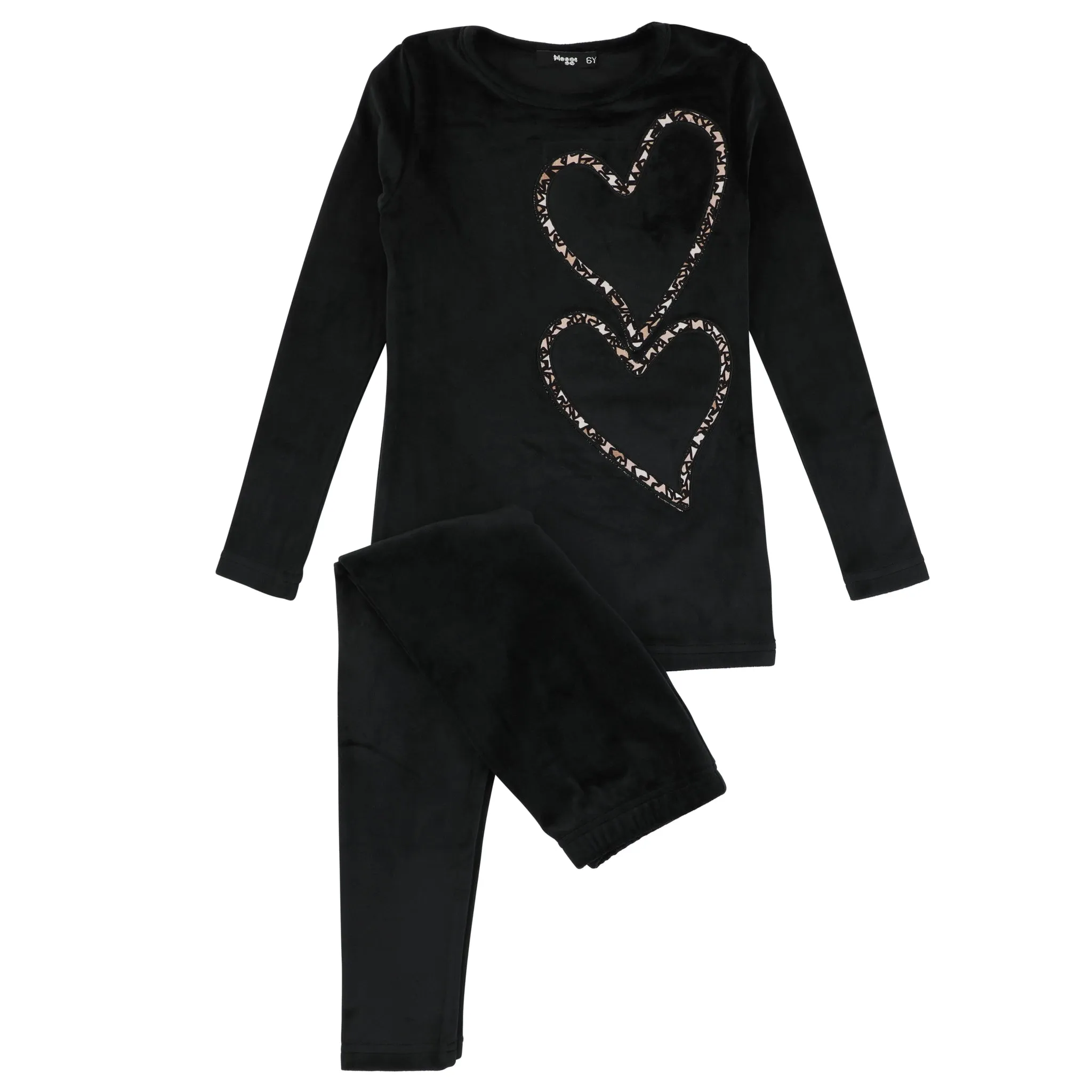 Noggi Black Velour Heart Loungewear