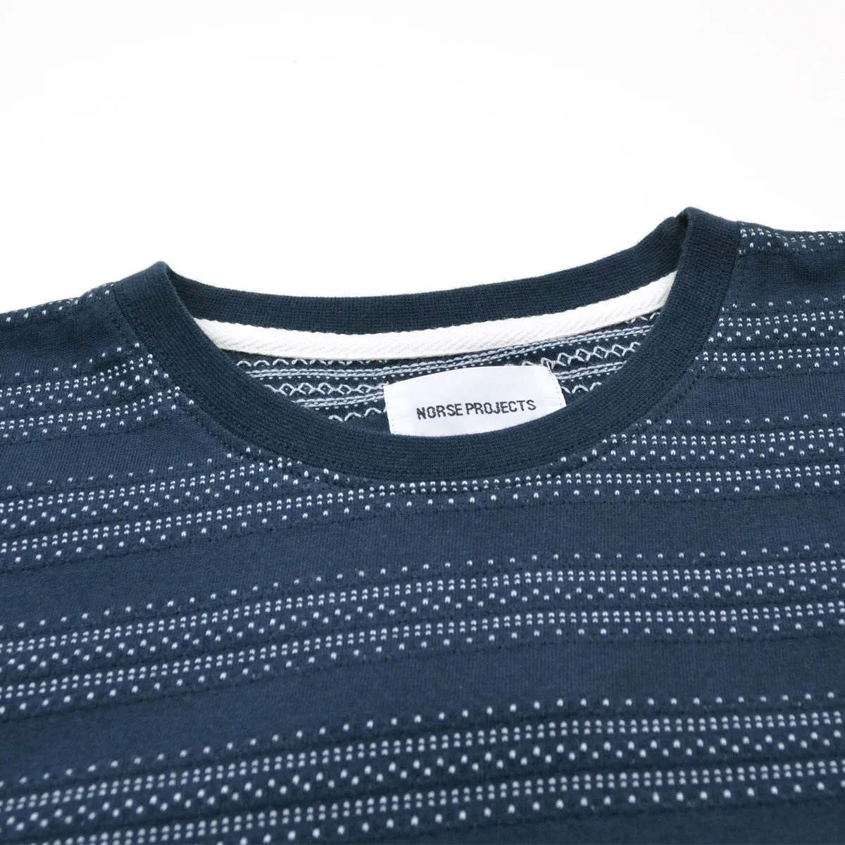 Norse Projects - Niels Texture Stripe T-shirt - Dark Navy