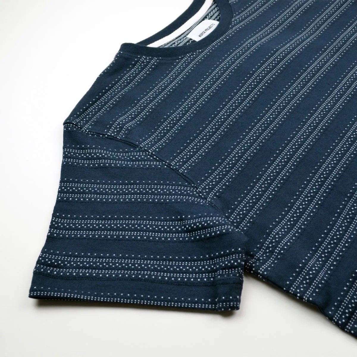 Norse Projects - Niels Texture Stripe T-shirt - Dark Navy