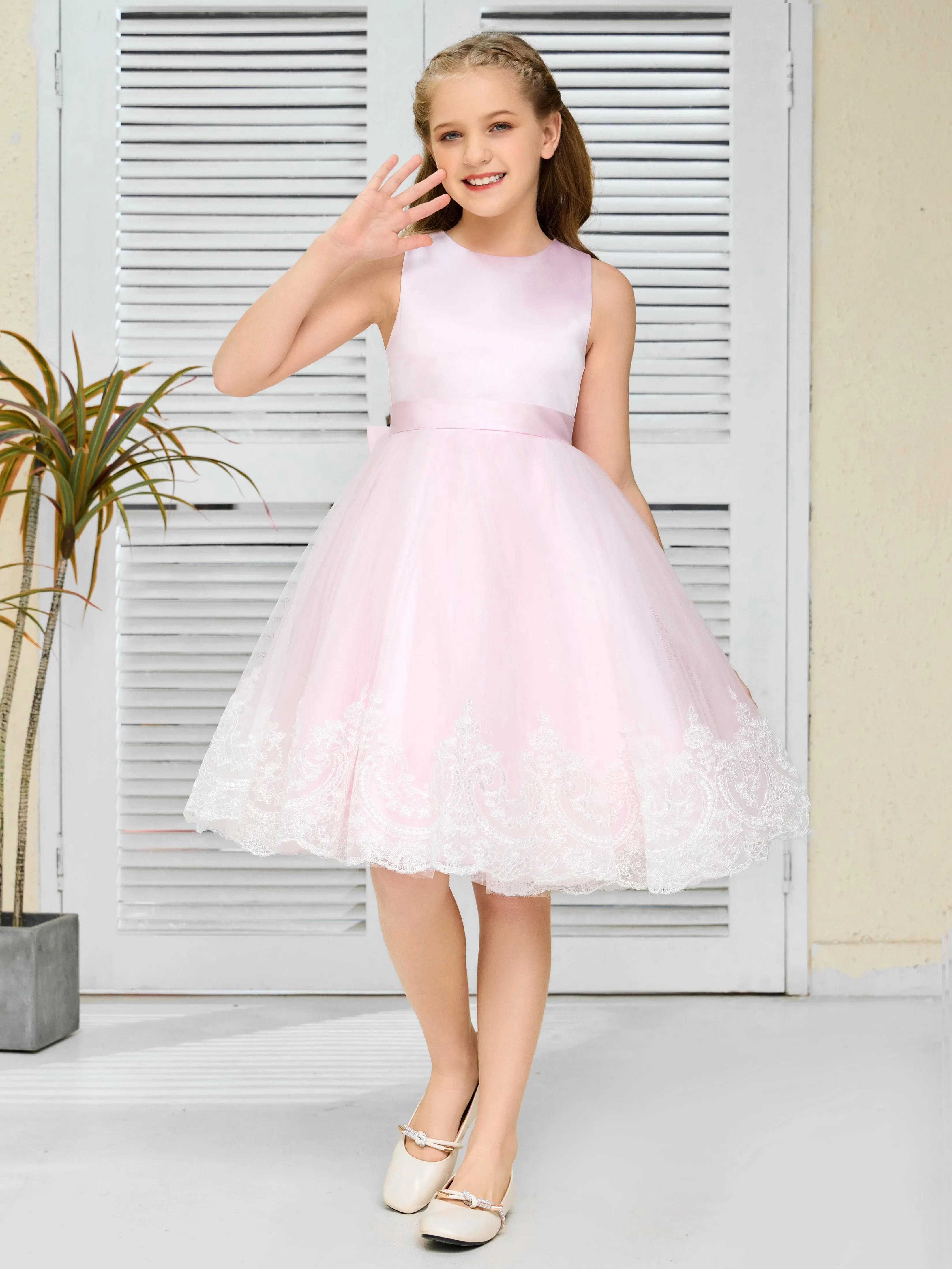 Nœud Papillon Tulle Courte Robe Fille