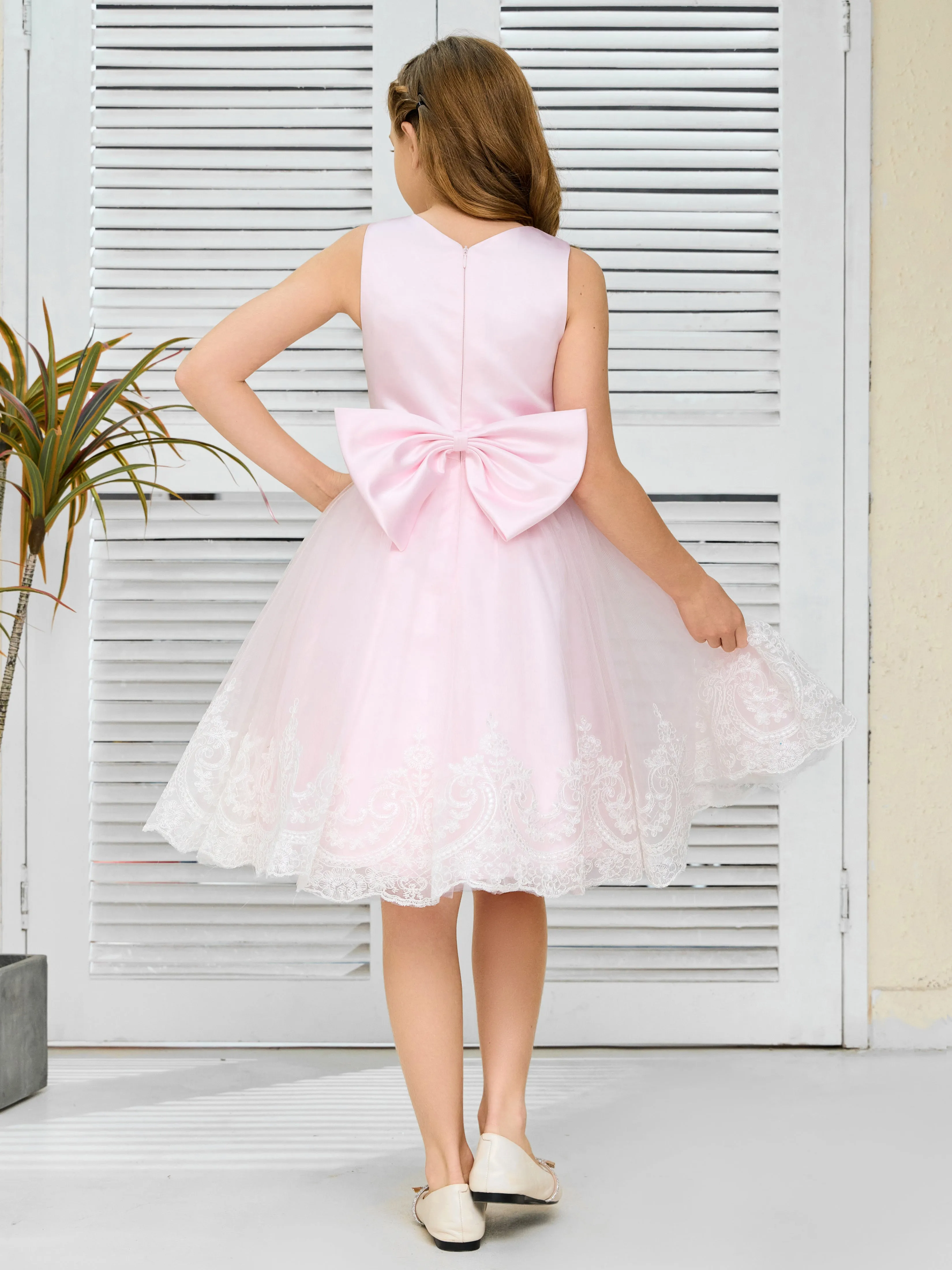 Nœud Papillon Tulle Courte Robe Fille