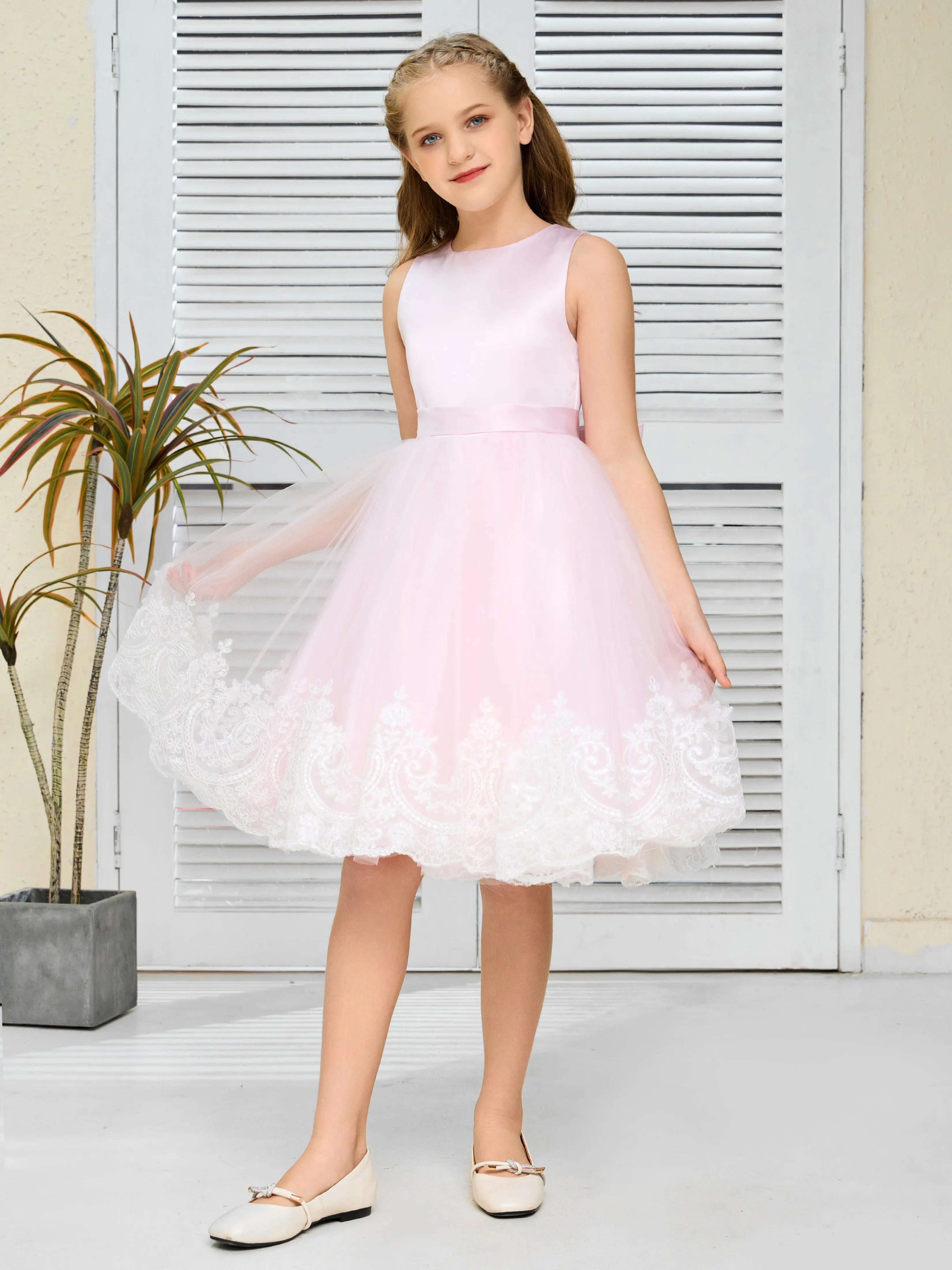 Nœud Papillon Tulle Courte Robe Fille