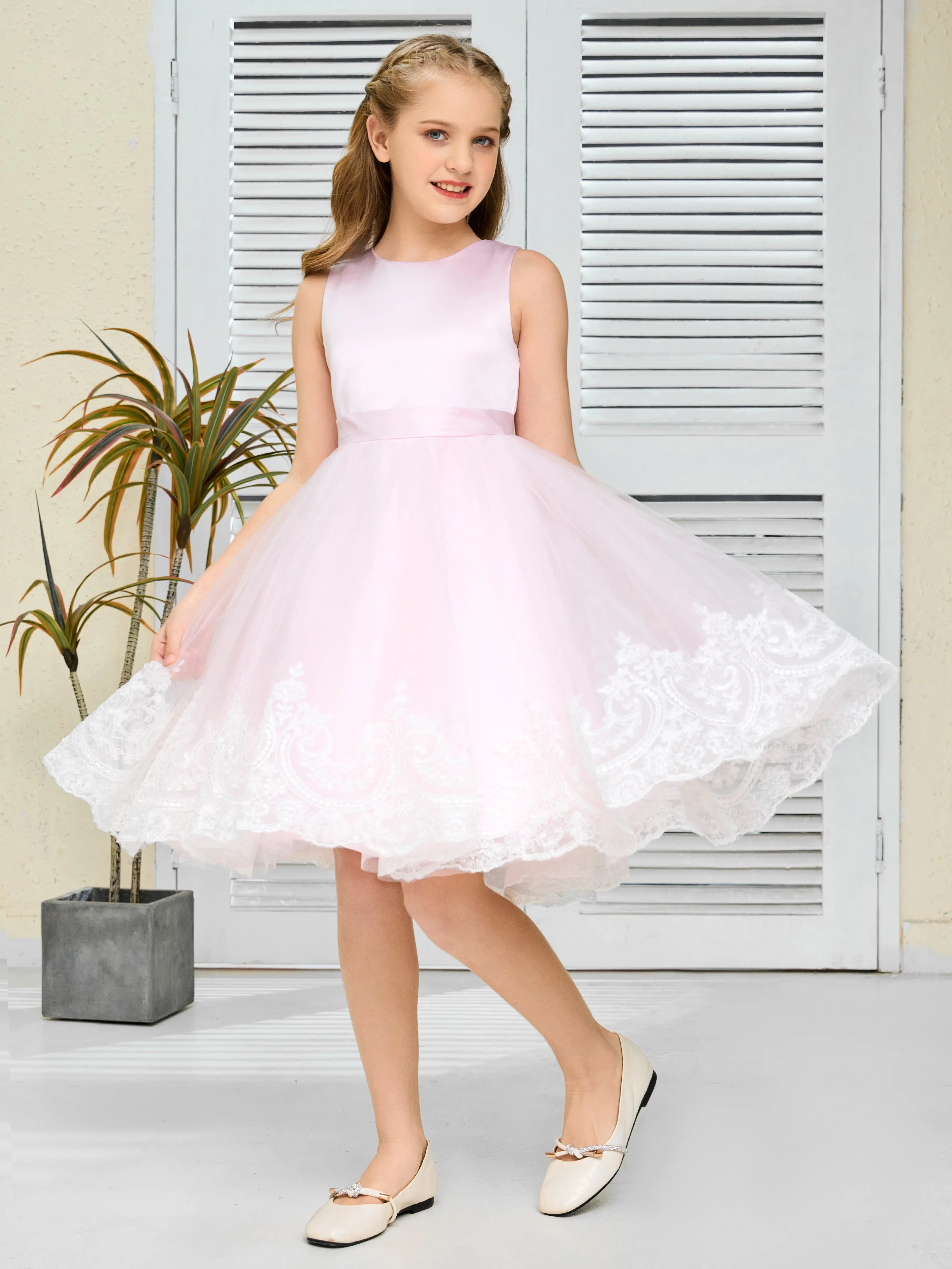 Nœud Papillon Tulle Courte Robe Fille