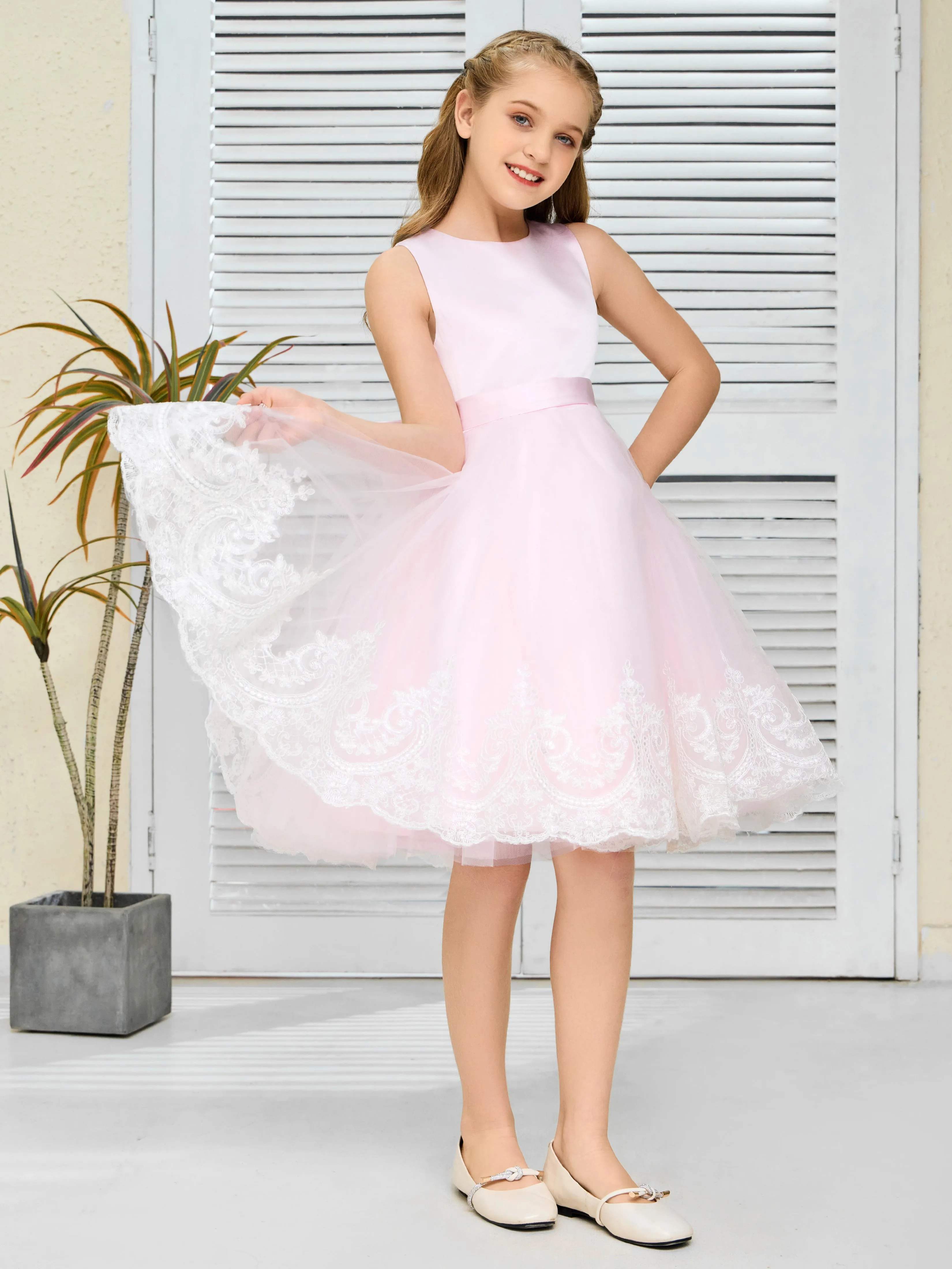 Nœud Papillon Tulle Courte Robe Fille