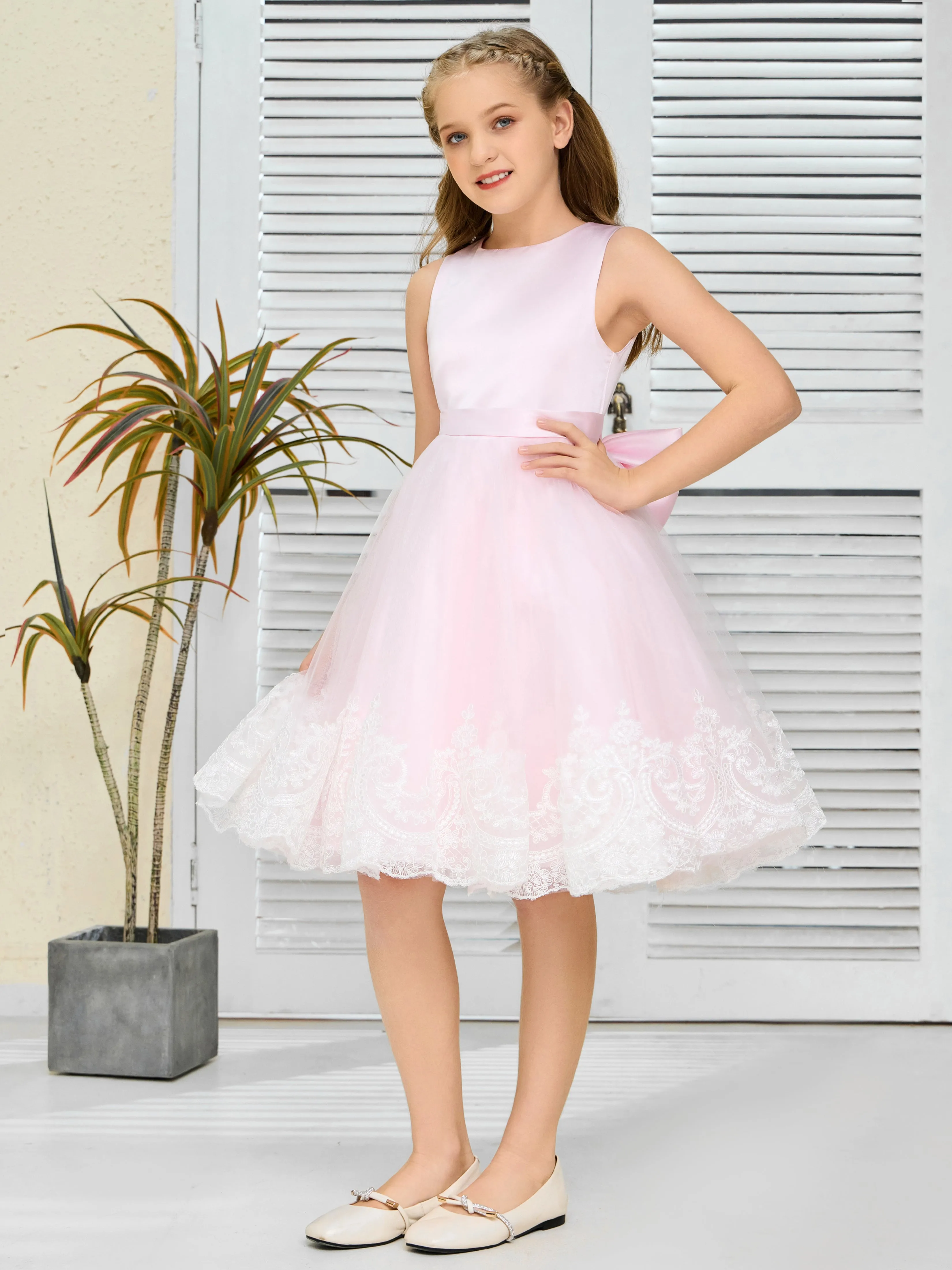 Nœud Papillon Tulle Courte Robe Fille