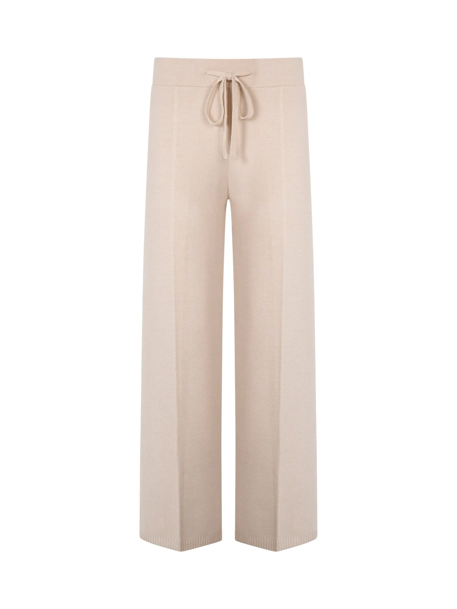 Pantalone a gamba larga in filato Super Soft - Champignon