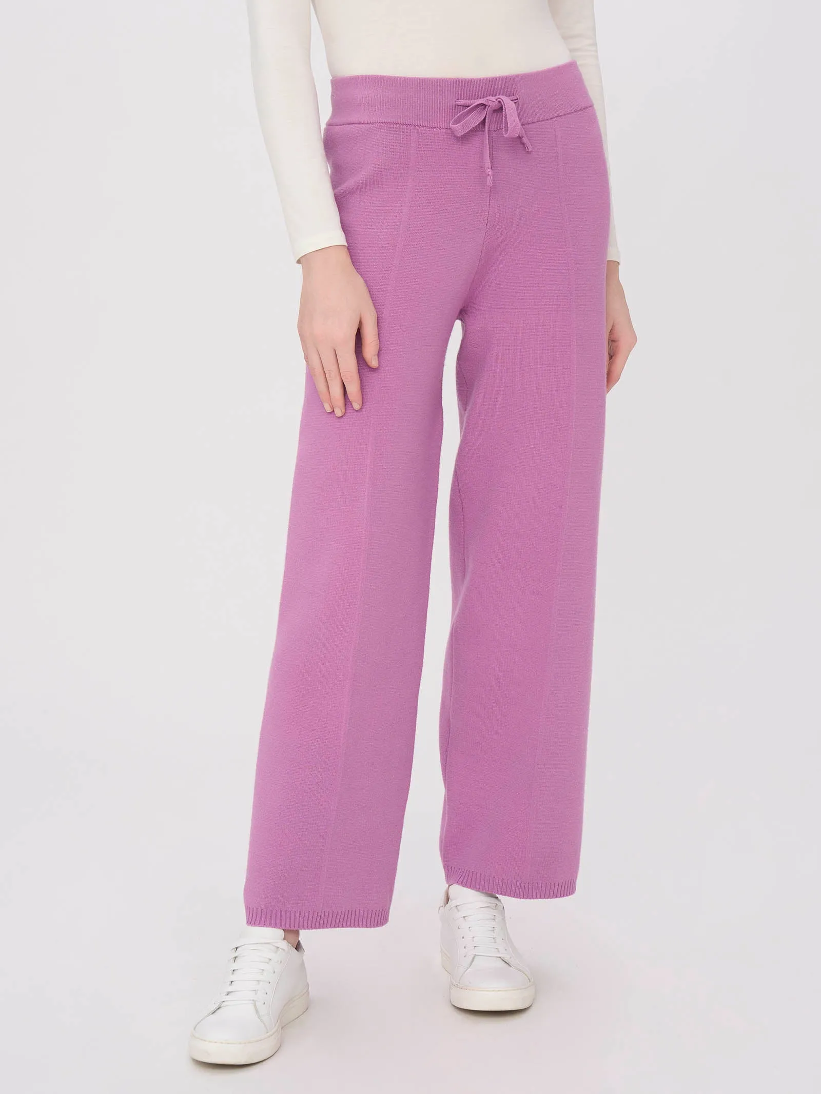 Pantalone a gamba larga in filato Super Soft - Champignon