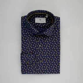 Persian Blue Banana Printed Cotton Shirt