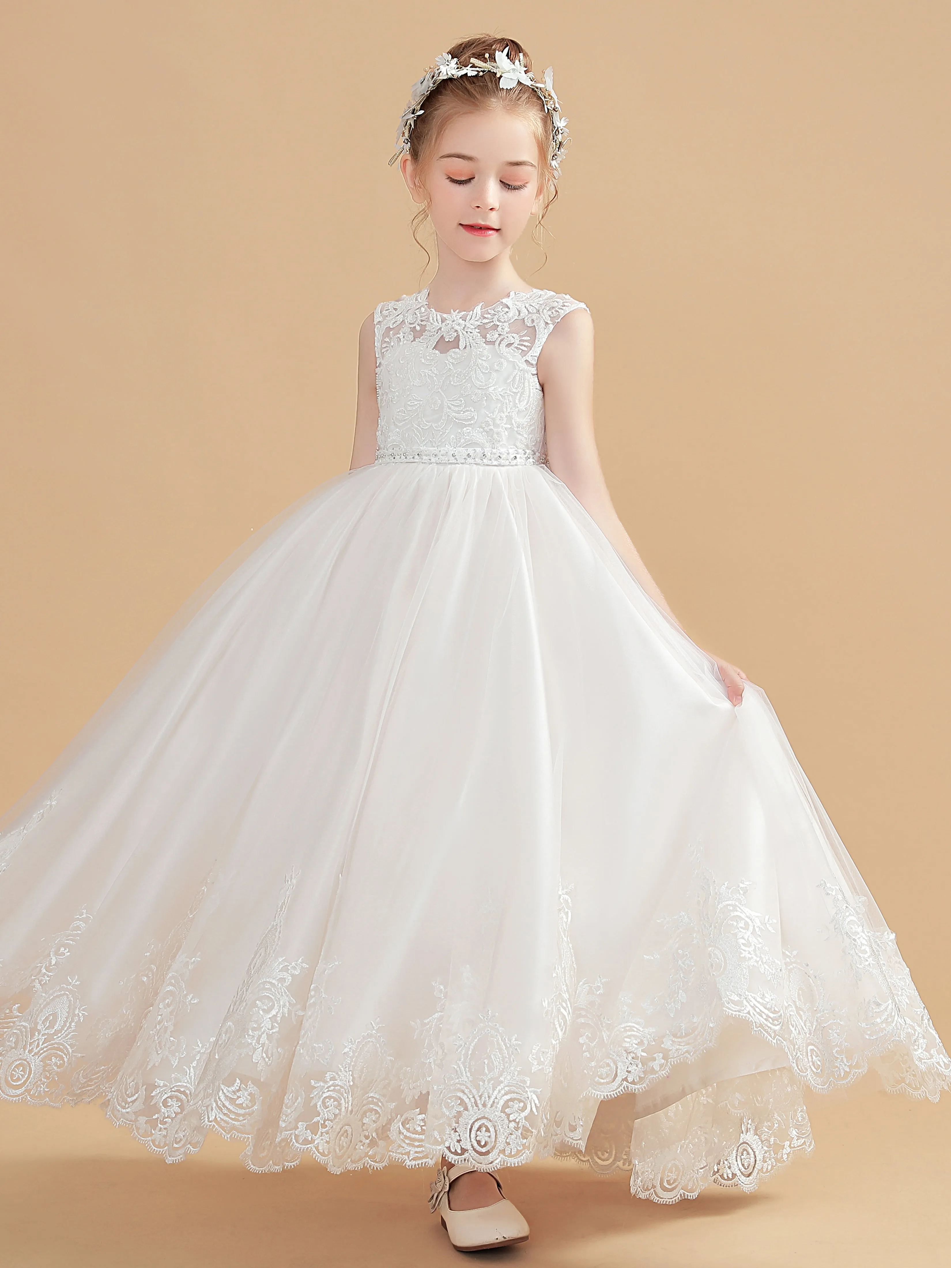 Princesse Sans Manches Tulle Robe Fille