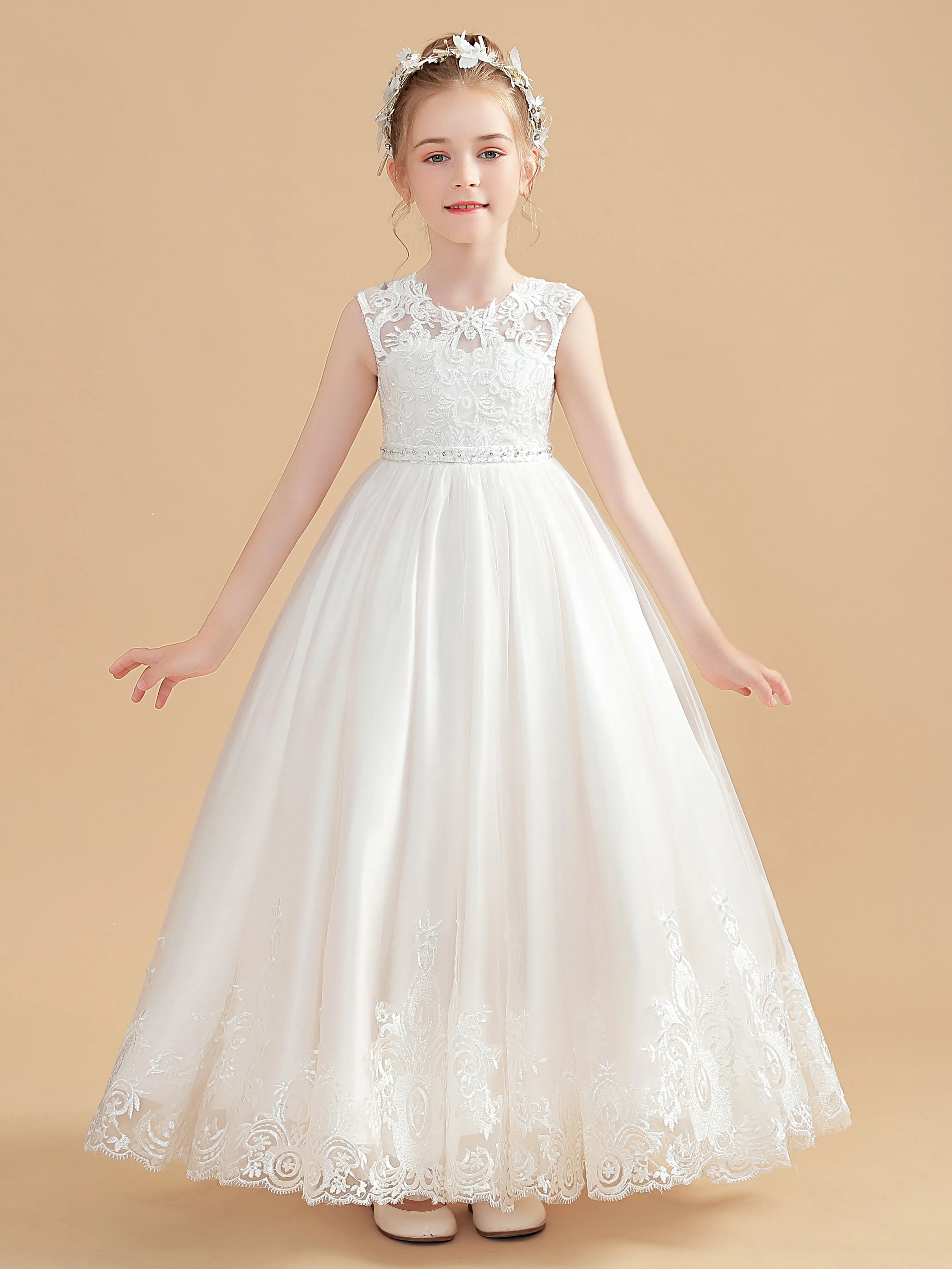 Princesse Sans Manches Tulle Robe Fille