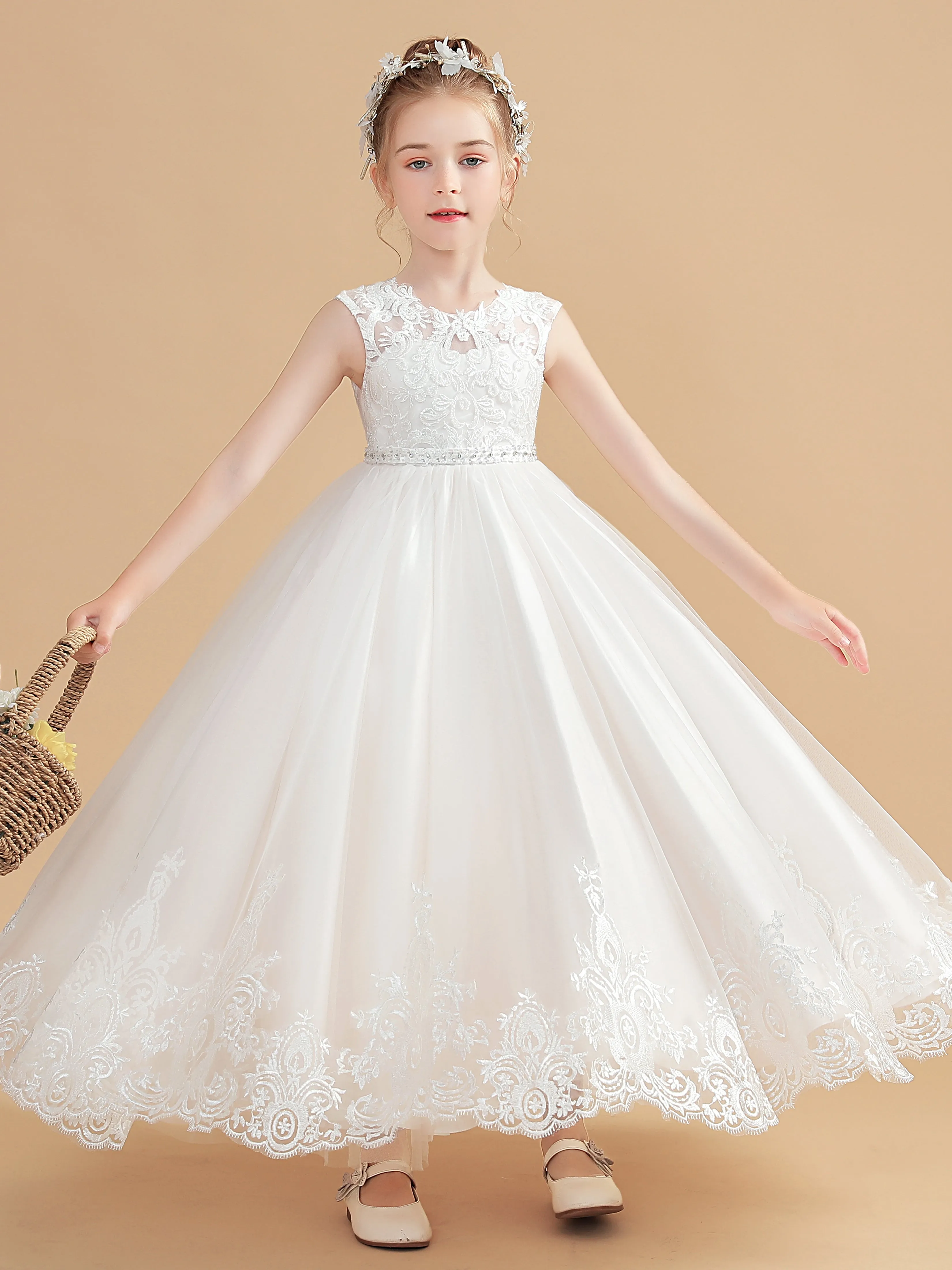 Princesse Sans Manches Tulle Robe Fille