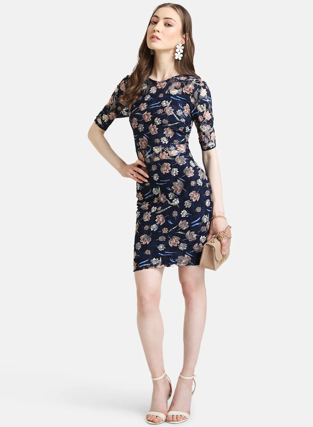 Printed Lace Mini Dress