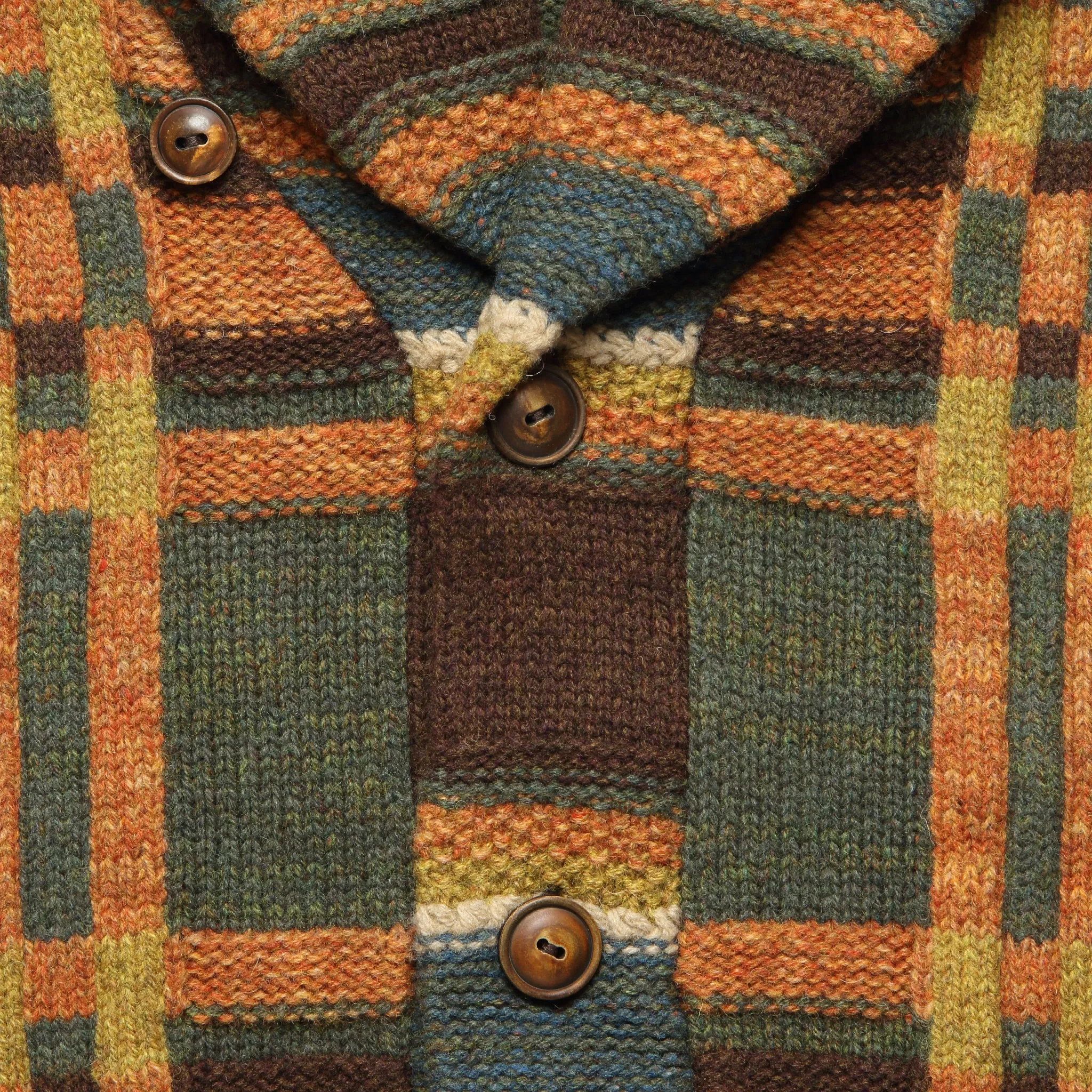 Ranch Shawl Cardigan - Green/Brown/Multi