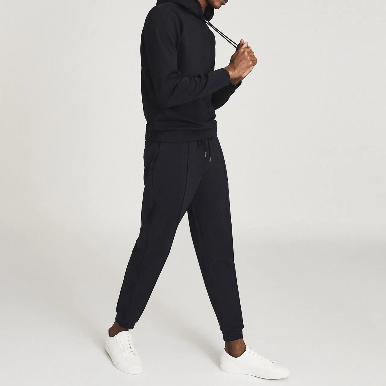 REISS Fabien Loungewear Interlock Hoodie - Blue