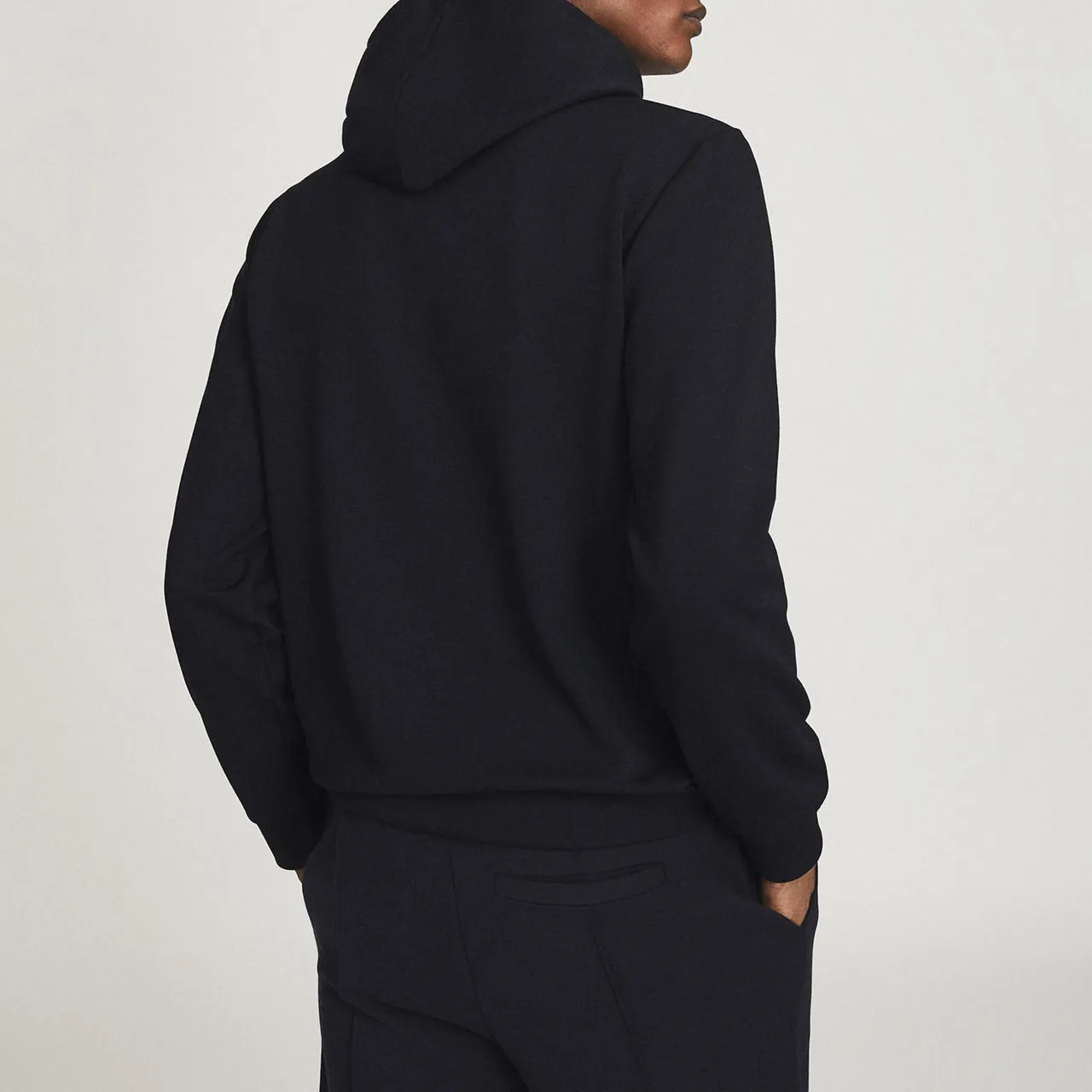 REISS Fabien Loungewear Interlock Hoodie - Blue