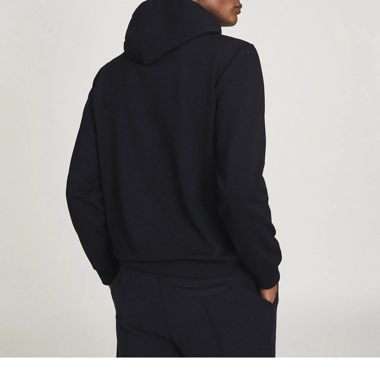 REISS Fabien Loungewear Interlock Hoodie - Blue