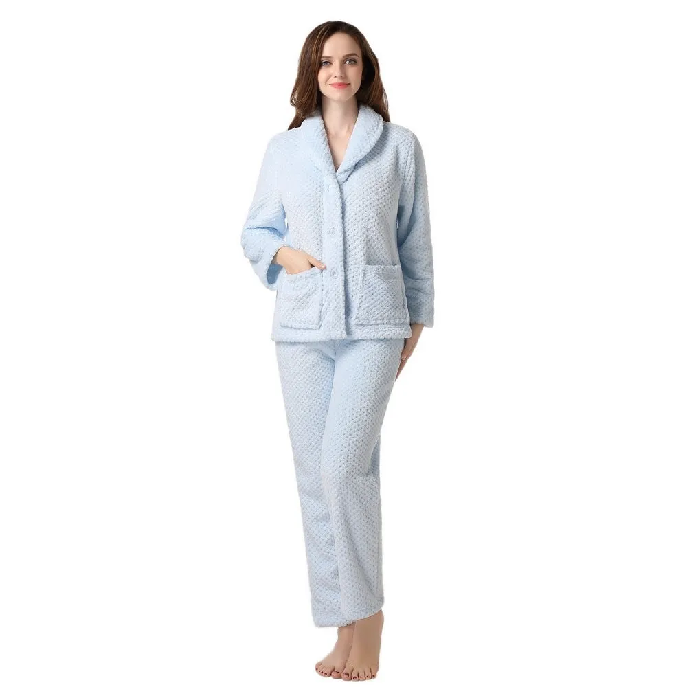 RH Women's Pajama Set Soft and Warm Fleece Two-Piece Set Lounge Sleep RHW2503