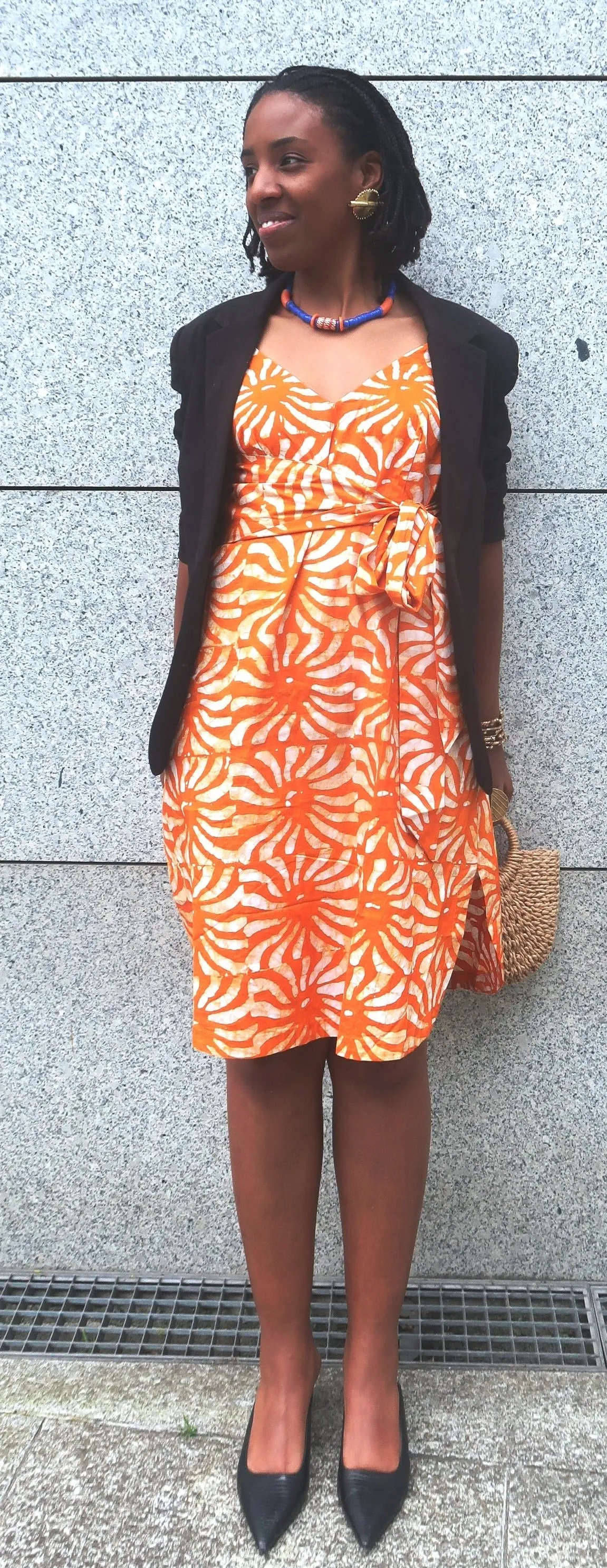 Robe Africaine Batik - Robe Courte Cache-Cur Ultra Féminine orange