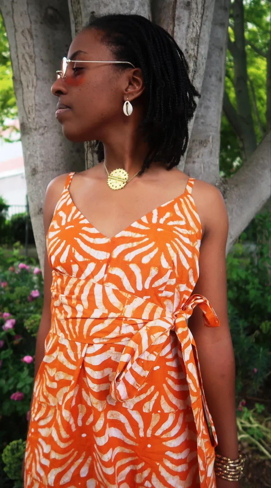 Robe Africaine Batik - Robe Courte Cache-Cur Ultra Féminine orange