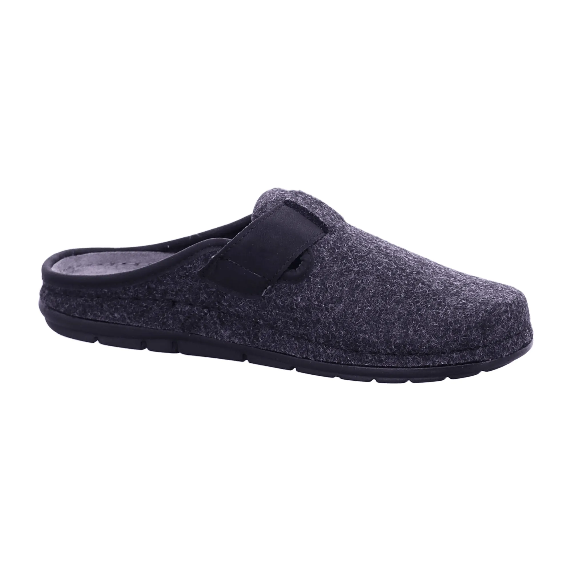 Rohde Men's Black House Shoes with Velcro Closure, Textile and Synthetic Material