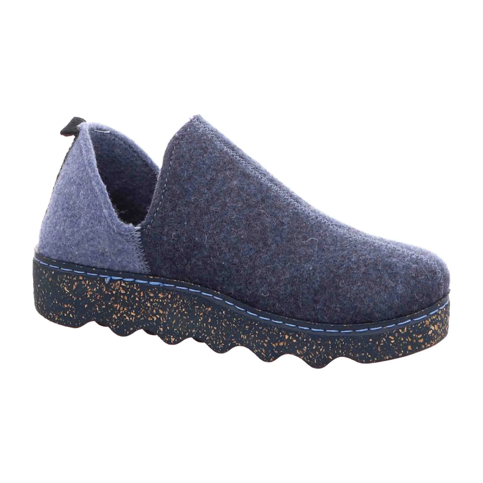 Rohde Women's Blue Wool Slip-On Slippers Warm Lined Winter House Shoes