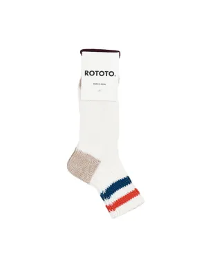 Rototo Two Stripe White / Light Red / Medium Blue