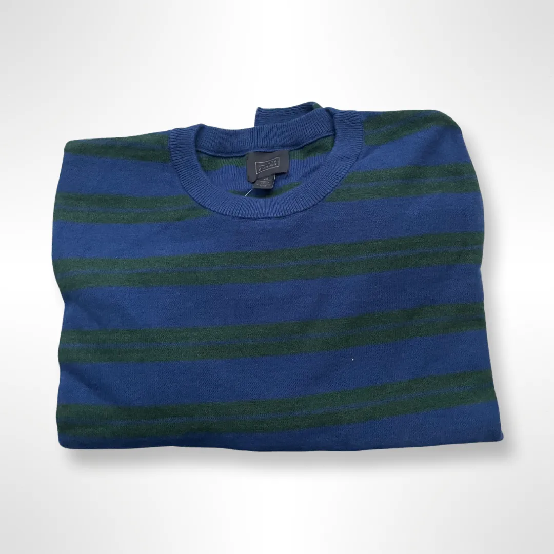 Striped Trim Fit Crew Sweater 14TH AND UNION