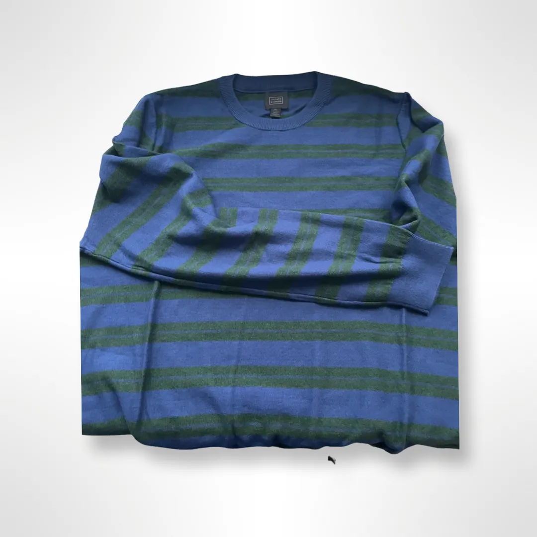 Striped Trim Fit Crew Sweater 14TH AND UNION