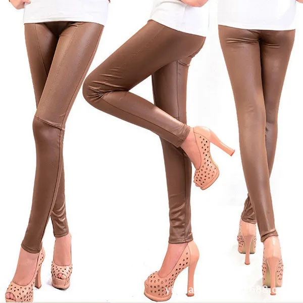 Style Sexy Fashion Ladies Women's Faux Leather Leggings Stretchy Pants TrousersSM6