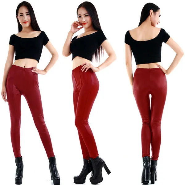 Style Sexy Fashion Ladies Women's Faux Leather Leggings Stretchy Pants TrousersSM6