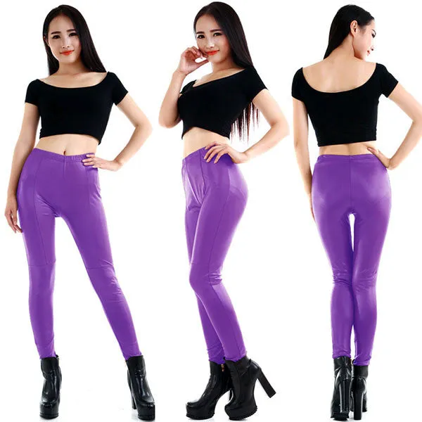 Style Sexy Fashion Ladies Women's Faux Leather Leggings Stretchy Pants TrousersSM6