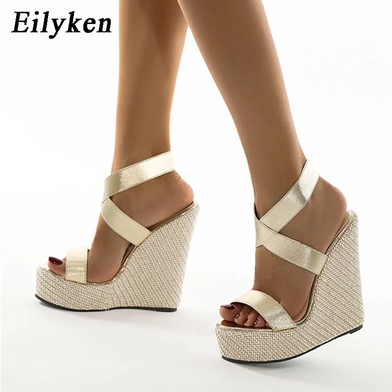 Super High Peep Toe Gladiator Wedges Sandals Platform Fashion Summer Sandals