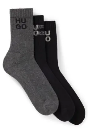 Three-pack of short-length socks with stacked logos