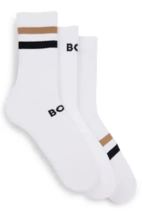 Three-pack of short socks with stripes