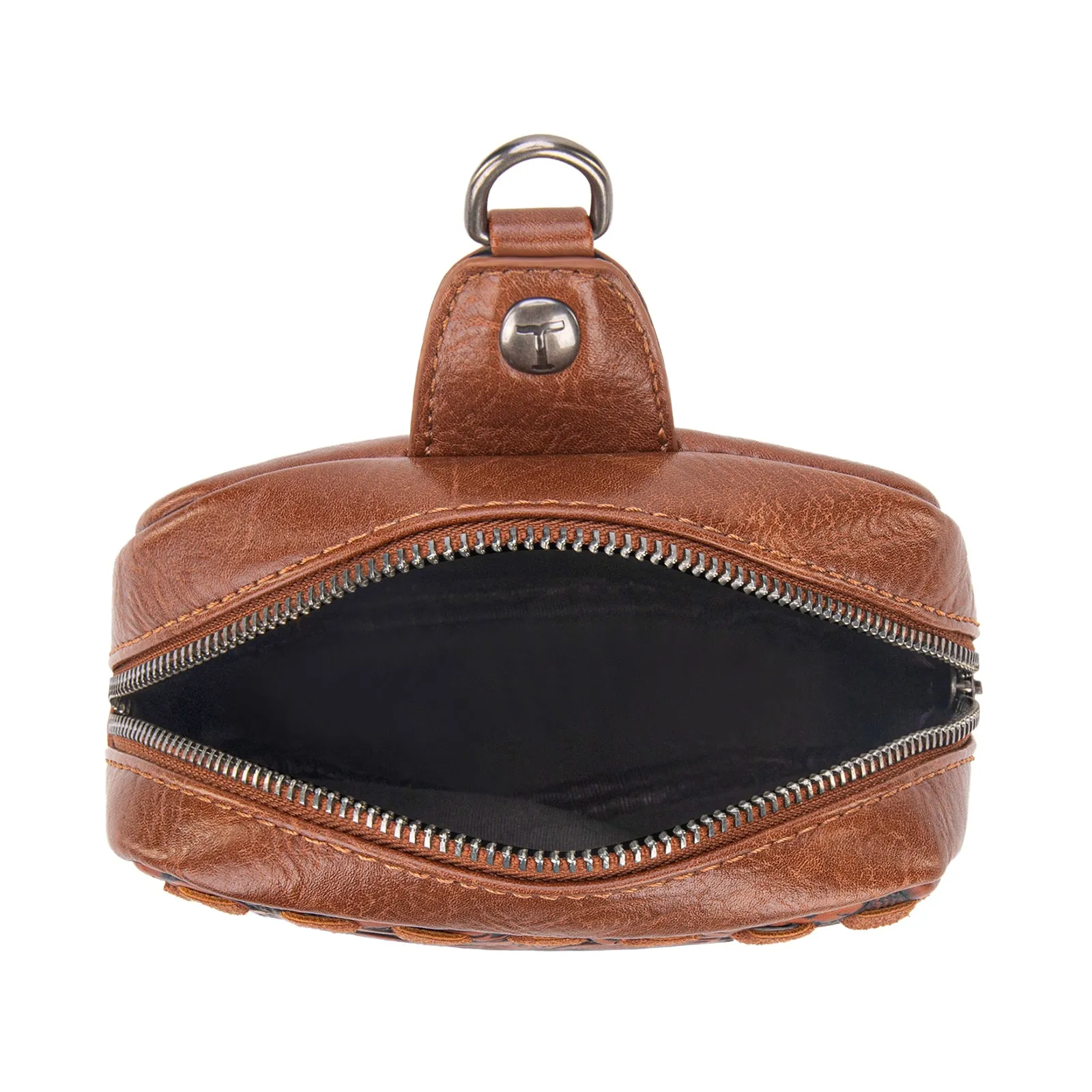 TR179-185 Trinity Ranch Genuine Hair-On Cowhide Tooled Sling Bag