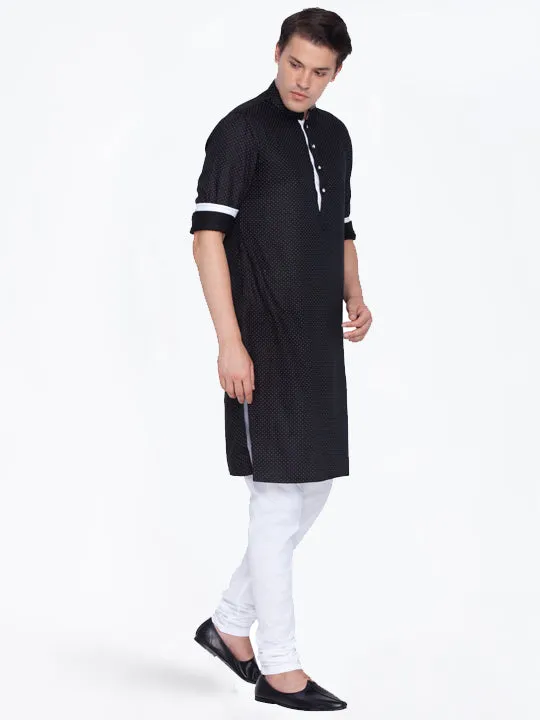 VASTRAMAY Men's Black Cotton Kurta Pajama Set