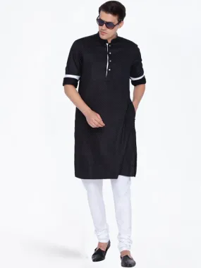 VASTRAMAY Men's Black Cotton Kurta Pajama Set